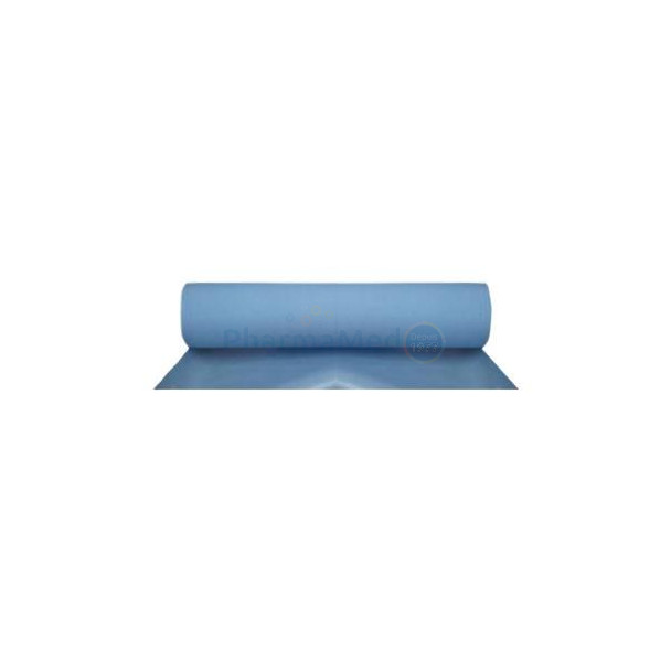 Drap d'examen bleu gaufré/plastifié 1pli 50cm x 68m - 1rl