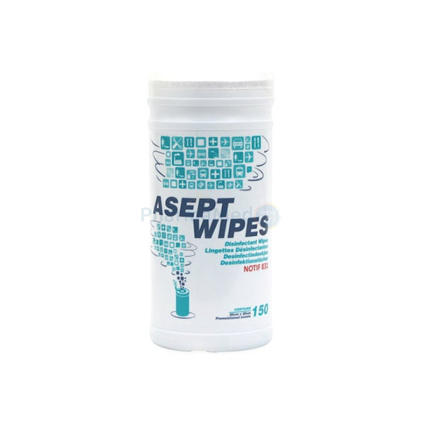 Lingettes désinfectantes ASEPT WIPES wit 20x20cm - 150pc