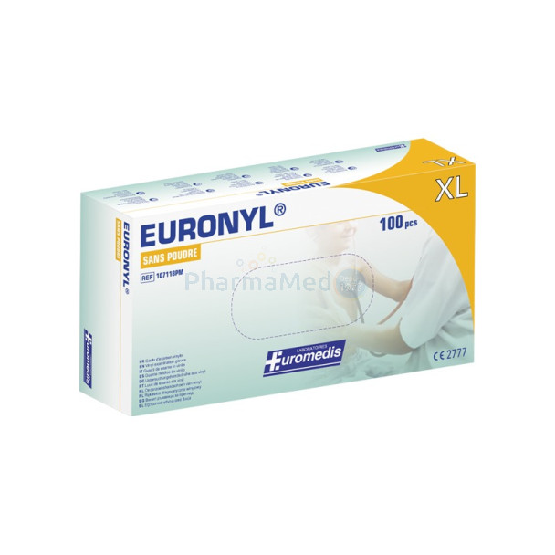 Gants vinyl EURONYL sans poudre XL - 100 pc