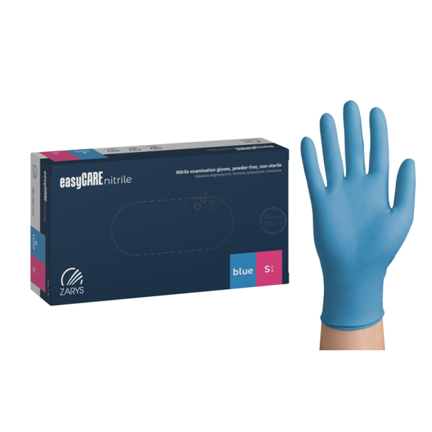 Gants nitrile Easycare bleu sans poudre - Small - 100pc