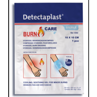Compresse hydrogel pour brûlures DETECTAPLAST 10x10cm - 1pc