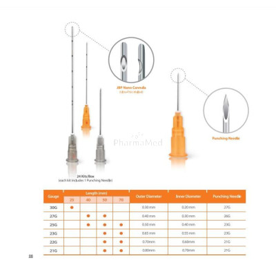 Nano cannule d'injection JBP 21G x 70mm - 24pc