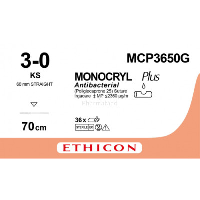 MONOCRYL 3/0 Plus MCP3650G KS 70cm - 36fils