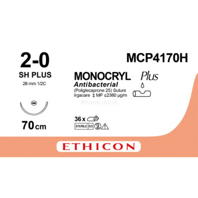 MONOCRYL 2/0 Plus MCP4170H SH 70cm - 36fils