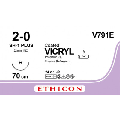 VICRYL 2/0 Coated V791E SH-1 Plus 70cm - 24draden