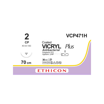 ETHICON VICRYL PLUS VCP471H CT VIO USP 2, 70cm, stérile, 36 fils