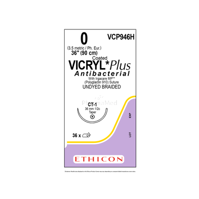 VICRYL PLUS 0 VCP946H CT-1 36mm 90cm - 36 fils