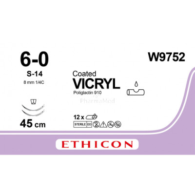 VICRYL 6/0 Coated W9752 S-14 45cm - 12draden