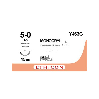 MONOCRYL 5/0 Y463G P-3 Prime 45cm - 12fils