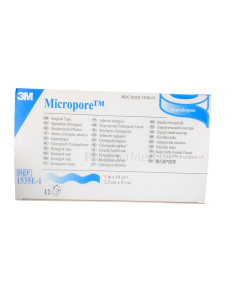 MICROPORE sparadraps microporeux - 9,14mx2.5cm - 24 rouleaux + dérouleur