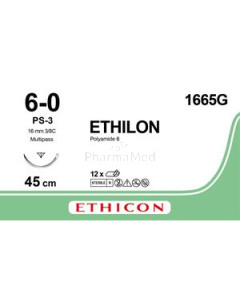 ETHILON 6/0 1665G PS-3 16mm 45cm Noir - 12fils