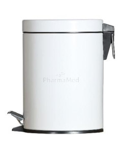 Poubelle à pédale 5L métal blanc - 1pc