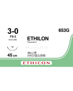ETHILON 3/0 653G FS-2 45cm Blauw - 12draden