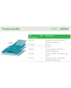 Trousse de tête 696940 Molnlycke - 12 sets