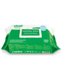 CLINELL lingettes désinf. sans alcool - 20x26.5cm - 200pc