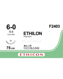 ETHILON 6-0 C-3 MO.7 75cm Noir - 36fils
