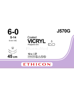 VICRYL 6/0 Coated V570G S-14 45cm - 12draden