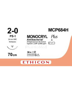 MONOCRYL+ 2/0 MCP684H 70cm PS-1 M3- 36fils