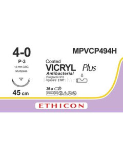 VICRYL PLUS 4/0 Und 45cm USP P-3 13mm - 36fils
