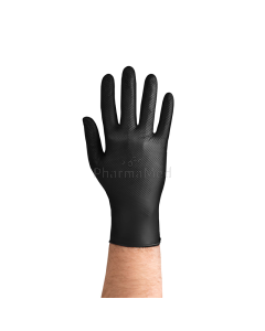 Gants nitriles GRIPZZLY texturés diamand noir - Large - 50pc