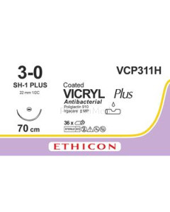 VICRYL PLUS+ 3/0 VCP311H SH-1 22mm 70cm - 36fils