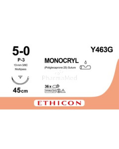 MONOCRYL 5/0 Y463G P-3 Prime 45cm - 12fils