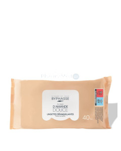 BYPHASSE Lingettes démaquillantes à l'huile d'amande pour peaux sensibles - 40pcs