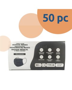 Masques chir. Type IIR - Noir - 50pc