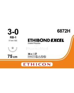 ETHIBOND EXCEL 3/0 6872H RB-1 75cm - 36fils