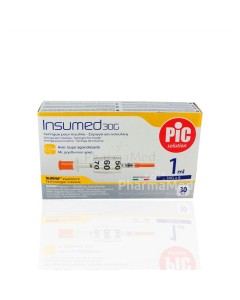 Seringues insuline PIC - 1ml G30 8mm - 3 x 10pc