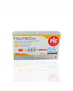 Seringues insuline PIC - 0,5ml G29 12,7mm - 3 x 10pc