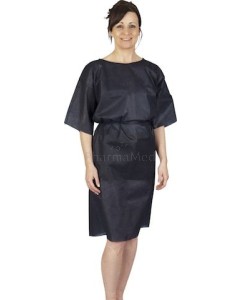 Chemise d'opéré opaque PPSB bleu nuit XL - manches courtes - 10x10pc