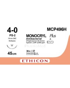 MONOCRYL+ 4/0 MCP496H PS-2 45cm 3/8 19mm- 36fils