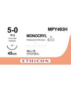 MONOCRYL+ 5/0 MPY493H P-3 Prime 45cm 3/8 - 36fils