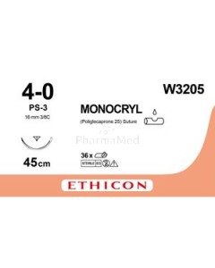 MONOCRYL 4/0 W3205 45cm PS-3 Prime - 12draden