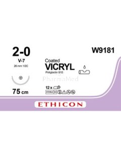 VICRYL 2/0 W9181 V-7 26mm 75cm Violet - 12fils