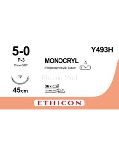 MONOCRYL 5/0 Y493H P-3 Prime 45cm 3/8 - 36fils