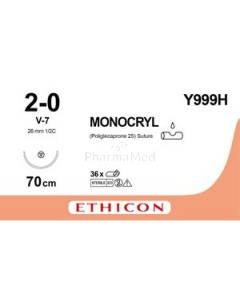 MONOCRYL 2-0 Y999H V-7 70cm - 36fils