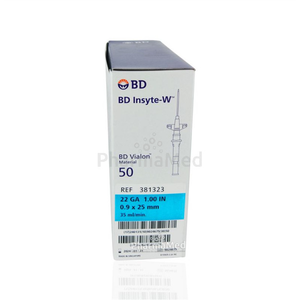 INSYTE-W cathéter/ail. IV - 22G1 0,9x25mm - 50pc