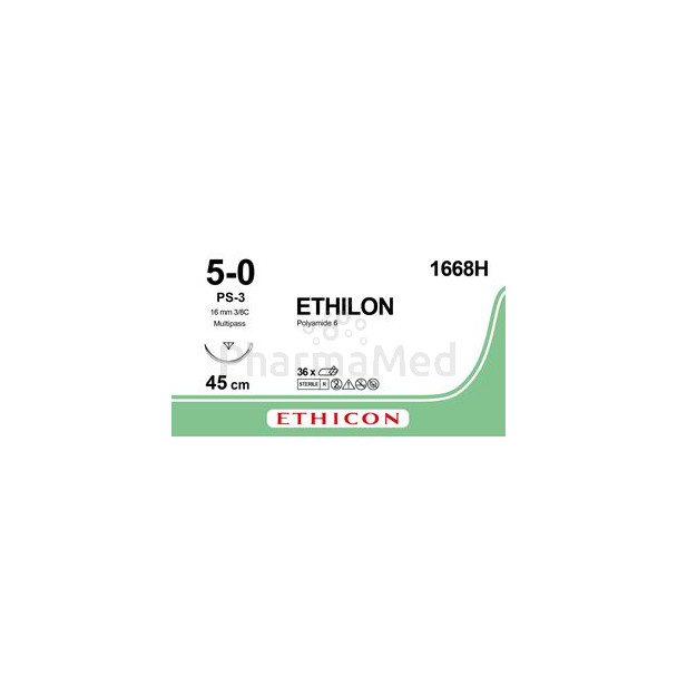 ETHILON 5/0 1668H PS-3 Prime 45cm Noir- 36draden
