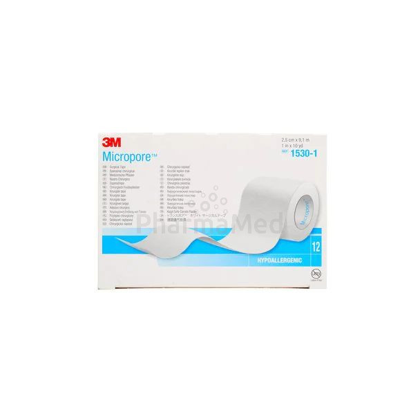 MICROPORE sparadraps microporeux - 9,14mx2,50cm - 12 rouleaux