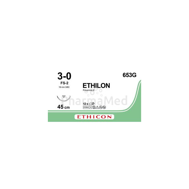 ETHILON 3/0 653G FS-2 45cm Blauw - 12draden