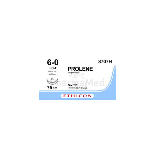 PROLENE 6/0 8707H CC-1 75cm Bleu - 36fils