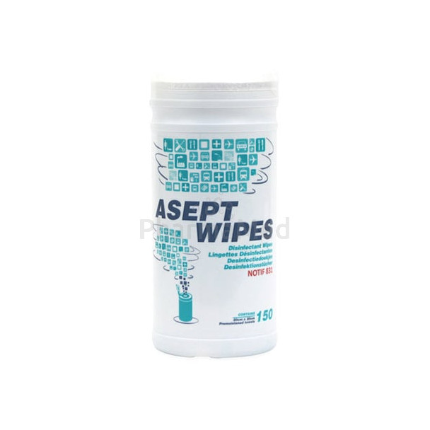 Lingettes désinfectantes ASEPT WIPES wit 20x20cm - 150pc