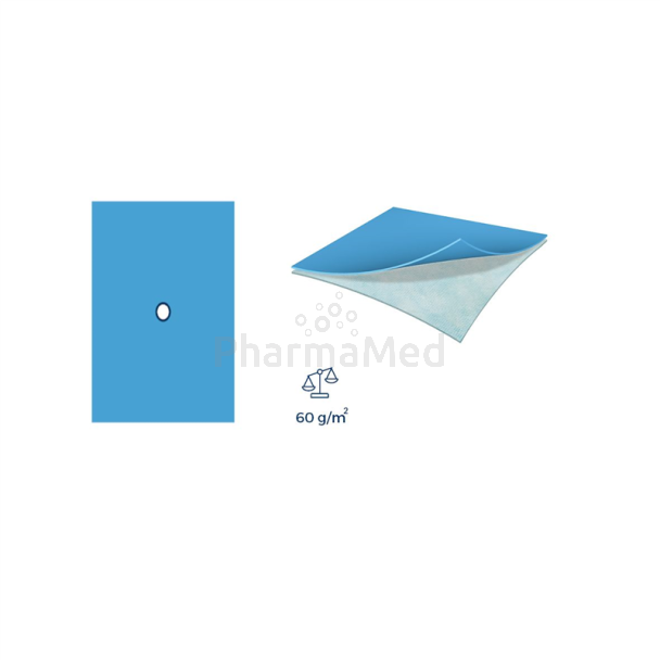 Operatiedoeken 2-laags 45 x 45 cm met venster van 6 cm - 100 stuks