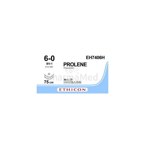 ETHICON PROLENE 6/0 EH7406H 75cm bleu - 36fils