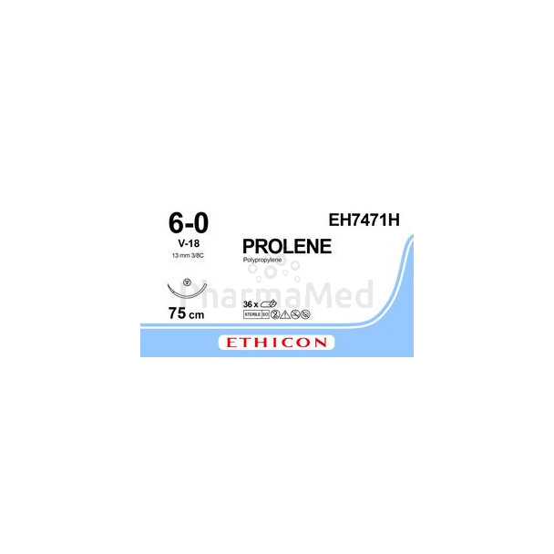ETHICON PROLENE 6/0 bl 13mm V-18 EH7471H - 75cm 36fils