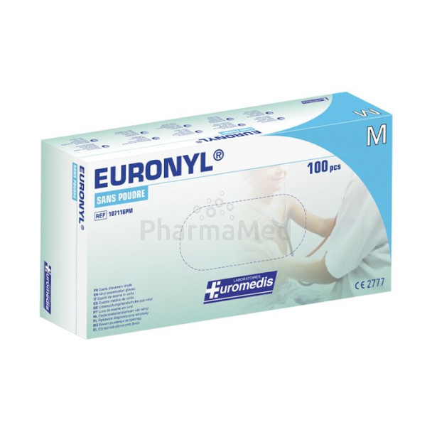 Gants vinyl EURONYL sans poudre M - 100 pc