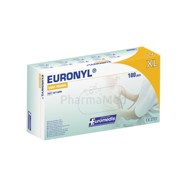 Gants vinyl EURONYL sans poudre XL - 100 pc