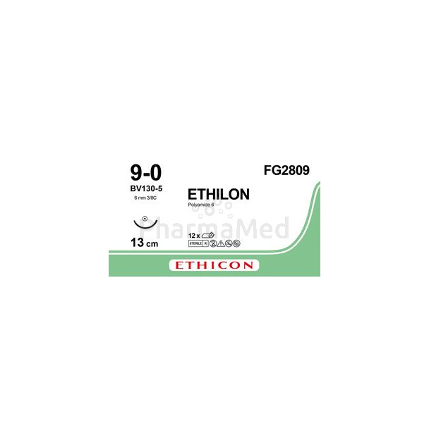 ETHILON 9/0 FG2809 13cm BV-130-5 Noir - 12fils
